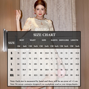 Miniabito da <span class=keywords><strong>donna</strong></span> in pizzo Beige elegante da 11655 con scollatura di perle maniche a sbuffo abiti di tacchino <span class=keywords><strong>abbigliamento</strong></span> <span class=keywords><strong>donna</strong></span> - Product Image 3