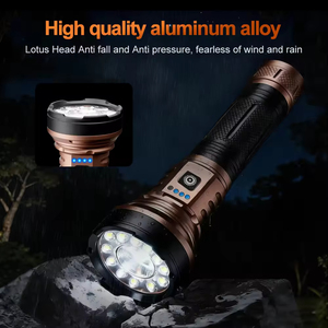 ไฟฉายกำลังสูงระยะไกลแบบรวมแสงสปอตและฟลัดไลท์ 10 หลอด LED P50 พร้อมพอร์ต USB สำหรับชาร์จ  ไฟฉายพกพาอเนกประสงค์ - Product Image 3