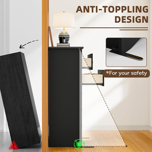<span class=keywords><strong>Commode</strong></span> haute moderne en bois noir avec <span class=keywords><strong>5</strong></span> <span class=keywords><strong>tiroirs</strong></span>, panneau MDF, rangement pour chambre et salon - Product Image 6