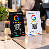 Support de Comptoir en Acrylique en Forme de L avec NFC pour Avis et Scan QR pour Cafés, Bars, Boutiques et Réceptions