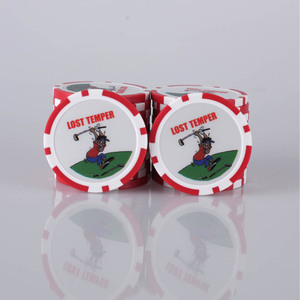 ロゴ付きプラスチックレッドゴルフポーカーチップボールマーカー - Product Image 1