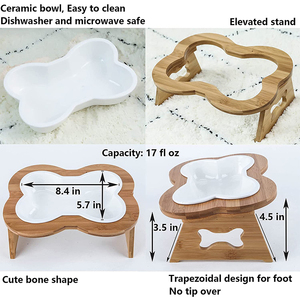 Mangkuk Anjing Keramik Tinggi dengan Dudukan Lucu Ditinggikan Miring Anti Muntah Piring Kucing Pribadi untuk Makanan dan Air - Product Image 5