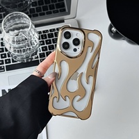 Coque de luxe en TPU creux à dissipation thermique pour 11-16 Pro Max, design électroplaqué effet flamme, antichoc, style Ins, 10 couleurs