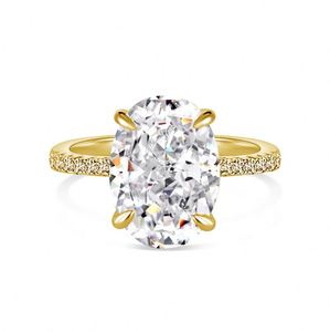 Dylam Ex-Factory Price High Grade Quality Radiant <b>Ring</b> Cut Shape Cubic Zirconia <b>Solitaire</b> Oval Engagement <b>Silver</b> Thin Band - Product Image 1