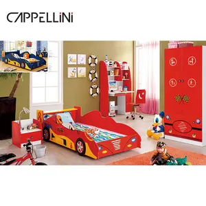 New Cartoon Car Design School Children Bedroom Furniture Set Home Super Cool Wooden Car Bed For Kids Boy