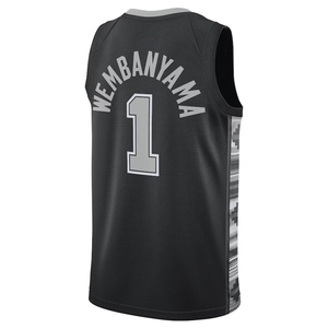 Pria # 1 Jersey Basket Wembanyama San Antonio Custom, Baju Basket Jahit Bordir, Seragam Remaja, Pakaian Olahraga dengan Logo - Product Image 3