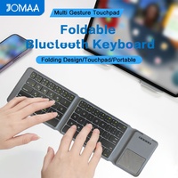 JOMAA Clavier portable sans fil BT à trois volets avec pavé tactile Bouton gauche droit Clavier rechargeable pour fenêtre/Android/i.OS