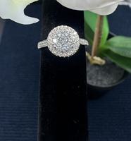 Bague personnalisable en argent pur S925 avec zircon, motif floral circulaire double couche, idéale pour offrir en cadeau de mariage