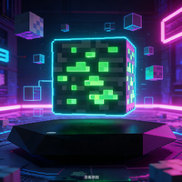 Lampe à bloc de minerai pixelisé à lévitation magnétique, veilleuse LED à changement de couleur pour chambre à coucher