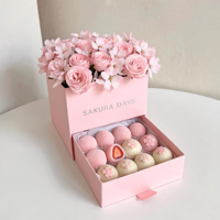 Boîte cadeau personnalisée orange avec tiroir, finition mate, feuille d'or, pour emballage de fleurs, snacks, chocolats et desserts, idéale pour les fêtes et les cadeaux de fin d'année