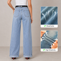 Fabricant OEM de jeans - Jeans bootcut pour femmes, taille mi-haute, vintage, en coton/nylon, longueur intégrale