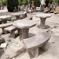 Đồ Nội Thất Sân Vườn Bàn Đá Granite Được Đánh Bóng Với Hai Băng Ghế Cong