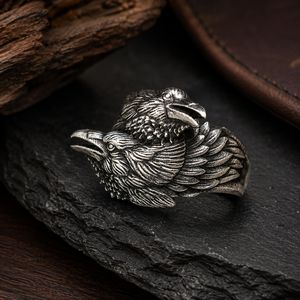 Bague nordique en forme de corbeau, design rétro, bijoux unisexes pour un usage quotidien - Product Image 3