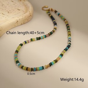 Colorful Beads Waterproof <strong>Boho</strong> Jewelry Beaded Natural Stone <strong>Necklace</strong> Crystal Pearl Bead Choker for Women Girls Gifts - Product Image 6