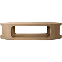 Table basse de salon de luxe moderne Table basse ovale en bois massif avec étagère ouverte