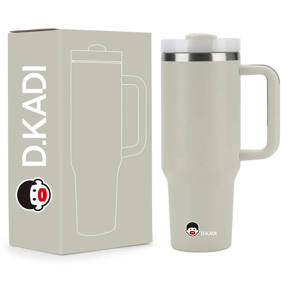 DKADI 40 OZ Adventure Quencher Stainless Steel Double Wall Vacuum Metal Insulated Cup Travel Coffee Mug 40oz Tumbler With Handle