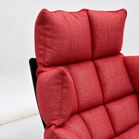 Fauteuil lounge moderne avec ottoman, fauteuil inclinable en tissu rouge, base pivotante noire, fauteuil individuel, OEM ODM, meubles sur mesure