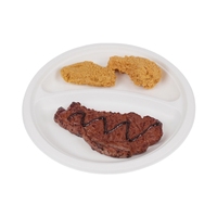 Assiettes jetables vertes personnalisées en papier de bagasse Vaisselle ronde en pulpe pour salade, snack, pain, emballage alimentaire