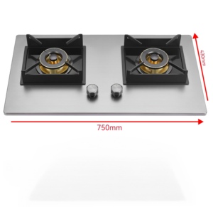 Kompor <span class=keywords><strong>Gas</strong></span> Dua Tungku Mudah Dibersihkan, Peralatan Dapur Terintegrasi - Product Image 1