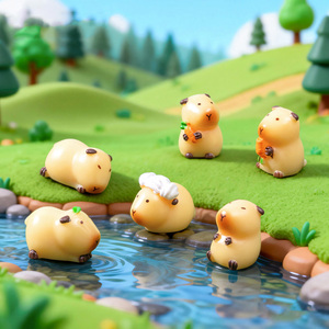 ตุ๊กตาคาปิบาร่าน่ารักสไตล์การ์ตูน ทำจากเรซิ่น ตกแต่งโต๊ะทำงาน ของตกแต่งสวนจิ๋ว ของประดับตกแต่งรถยนต์และบ้าน - Product Image 2