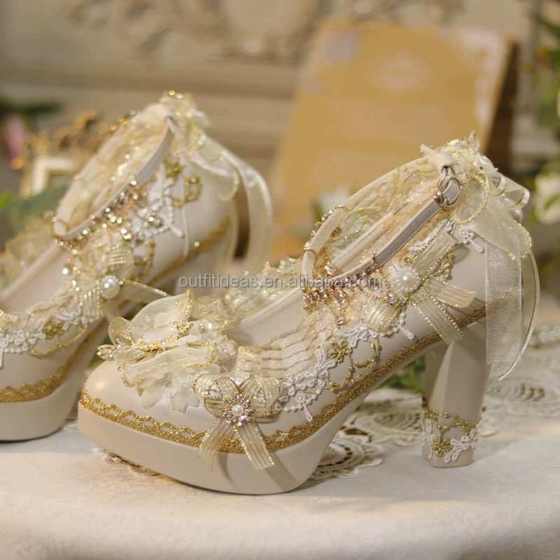 wedding shoes for a lace dress Elsa Ivory White Satin With White Lace Wedding Shoes – Kate Mosella and  Kate Gown