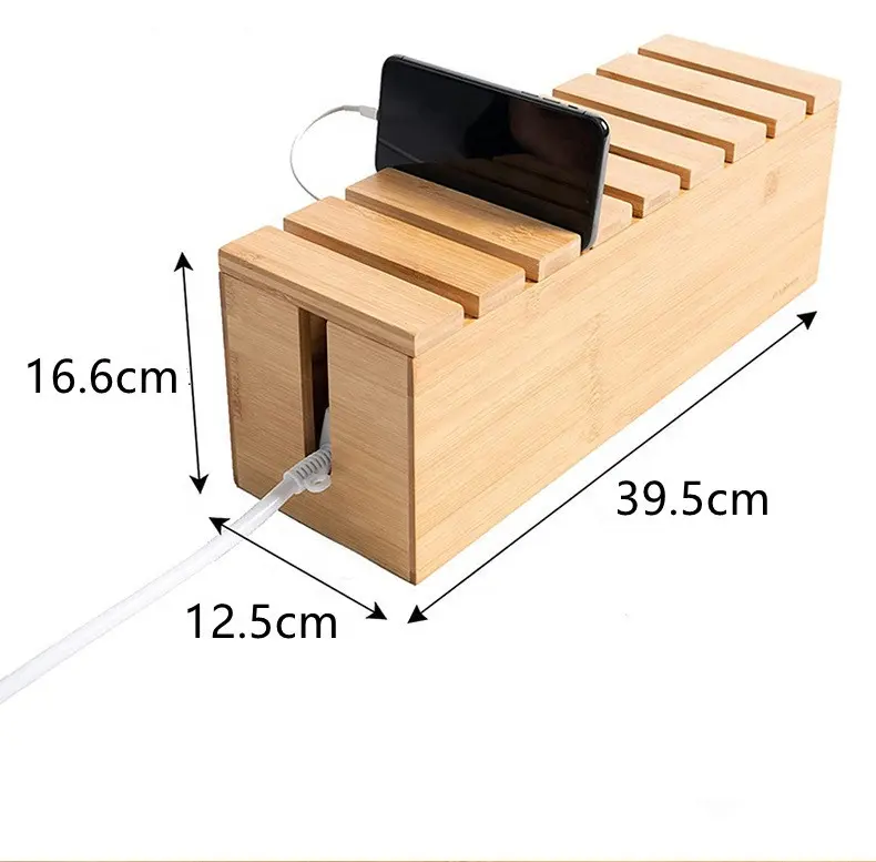 Home Office nascondi ciabatte/spine elettriche scatola di gestione cavi in legno Organizer per cavi