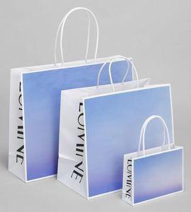 Commercio all'ingrosso al dettaglio di lusso riciclato Logo personalizzato stampa di gioielli regalo scarpe vestiti portano carta Kraft sacchetti per la spesa di imballaggio - Product Image 3