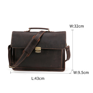 Dujiang Genuine Leather <b>Briefcase</b> Men's Business Bag Crazy Horse Leather Brown Luxury Commuting Travel Handbag - Product Image 4