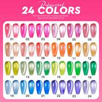 Collection de vernis à ongles gel œil de chat néon 24 couleurs LOGO, très vendu, effet gelée, effet œil de chat, vernis à ongles gel œil de chat néon OEM, coffret de vernis à ongles gel