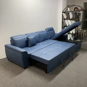 Темно-синий водонепроницаемый тканевый простой современный складной маленький семейный диван-подголовник Регулируемый Многофункциональный диван-кровать