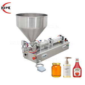 HZPK Semi Auto Oil Peanut Butter Polish Lip Honey Paste High Viscosity Chocolate Plastic Bottle Lotion Filling Machine Prices - Product Image 1