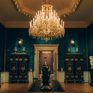 Tùy chỉnh nghệ thuật Deco Mặt dây chuyền đèn vàng thủy tinh pha lê Đèn chùm cho khách sạn tiệc hội trường có thể điều chỉnh chiều cao Trần treo giữa - Product Image 4