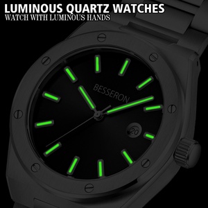 Nouvelle Montre de Luxe Noire pour Homme 2025, Mouvement à Quartz, Haute Qualité, Grand Cadran 40mm, Verre Saphir, Style Classique Business, LOGO Personnalisé - Product Image 3