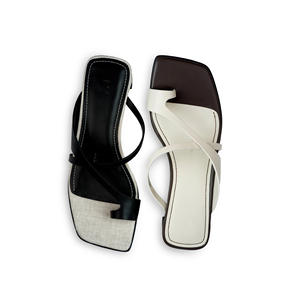 Sandalias de Vacaciones Tejidas de Diseño Sueco, Marca Original, Cuero Genuino, Punta Cuadrada, Tira Fina Cruzada, Tacón Bajo de Piel de Oveja - Product Image 1