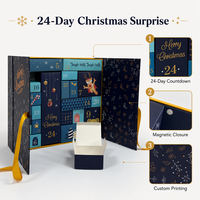 Boîte cadeau de Noël en carton durable de luxe personnalisée, boîte de calendrier de l'avent, boîte à double porte avec ruban et fermeture magnétique