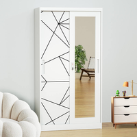 Lemari Baja Modern Canggih dengan Pintu Geser Pegangan Kokoh dan Pola Cetak, Kabinet Penyimpanan untuk Kamar Tidur & Ruang Tamu