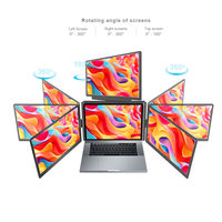 Nouveaux écrans triples avec écran d'ordinateur portable, un total de 4 écrans. Moniteur portable Quad 14 pouces compatible avec les ordinateurs portables de 12 à 16,5 pouces (Windows/Mac).