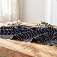 Tissu jersey simple cardé à double extrémité, rayé, en fil de coton 32S, 200 GSM, chaud et respirant, pour vêtements garçons et filles