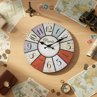 Reloj de Pared Decorativo de Madera Retro con Dibujos Personalizados, 12 Pulgadas, Sin Marco, para Sala de Estar, Movimiento Silencioso, DIY