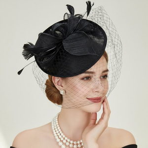 Accessoires de cheveux pour mariée, <span class=keywords><strong>chapeau</strong></span> fascinateur pour banquet, accessoires photo personnels, nœud en plumes, <span class=keywords><strong>chapeau</strong></span> de banquet, <span class=keywords><strong>chapeau</strong></span> de course de chevaux - Product Image 4