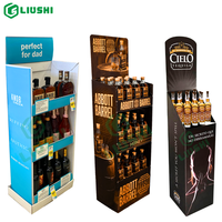 Présentoir en carton ondulé de haute qualité sol de vente au détail boisson personnalisée boisson eau vin rhum peut bouteille présentoir