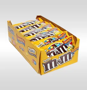 Chocolade Bar Flow Wrap Weergave Teller Carton Met Perforatie Lijn Voor Gemakkelijk Scheuren