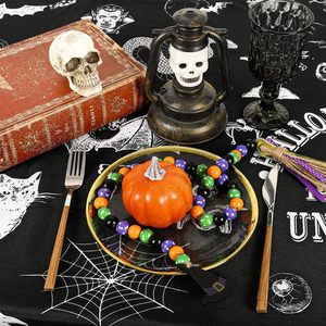 Vintage Halloween Rectangle Polyester <b>Tablecloth</b> Black Pumpkin Castle Design for Indoor Outdoor Party Tableware Decorations - Product Image 5