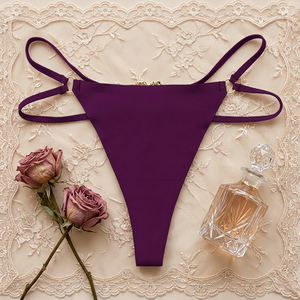 Culotte string sexy pour femme avec anneau cœur, bretelles doubles, taille basse, dos en T, respirante, sans couture, en nylon, OEM ODM - Product Image 2