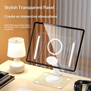 Transparent Acrylic Lazy <b>Tablet</b> <b>Stand</b> 360 Degree Rotatable Foldable Adjustable Universal Portable Desktop Support Holder - Product Image 4