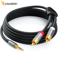 Câble de haute qualité 3.5 MM à 2Rca prise stéréo cuivre plaqué or 24k 1 1.5 2 3 5 mètres câble Audio de voiture Rca