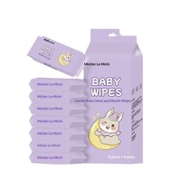 Lemichi Rabbit Lingettes Humides pour Bébé, 64 Lingettes, Petit Format Portable, Sans Parfum, 99% Eau Pure, Épaissies, Pour Mains et Bouche, Pack Économique