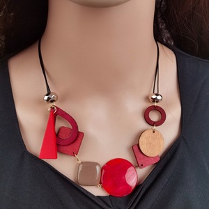 Handmade Vintage Geometric Wood Acrylic Pendant Women Necklace DIY Trendy Vacation Adjustable Neck Jewelry Accessories - Product Image 6