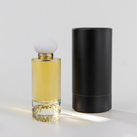 Bouteilles en verre de parfum transparentes à cylindre vide haut de gamme 100ml pulvérisateur à pompe à fond épais avec boîtes