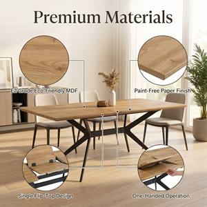 Table <span class=keywords><strong>à</strong></span> manger papillon peu encombrante, plateau en MDF <span class=keywords><strong>à</strong></span> commande manuelle, pieds en métal noir, vente en gros directe d'usine Chine - Product Image 4